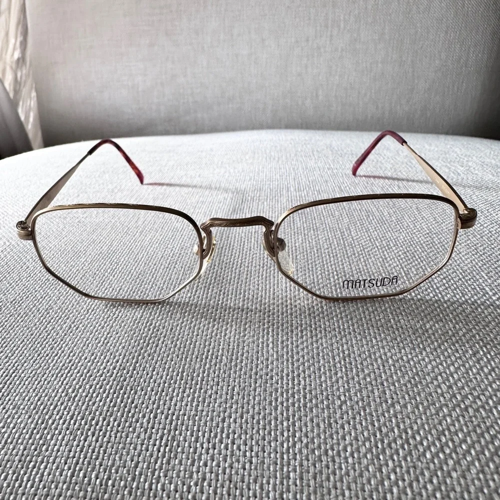 Matsuda Nicole M2866 Geometric Titanium 23K Gold Plated Eyeglass Frames - Picture 13 of 15